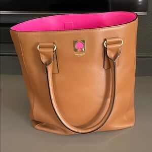 Kate Spade Tan Leather Tote with Pink Interior